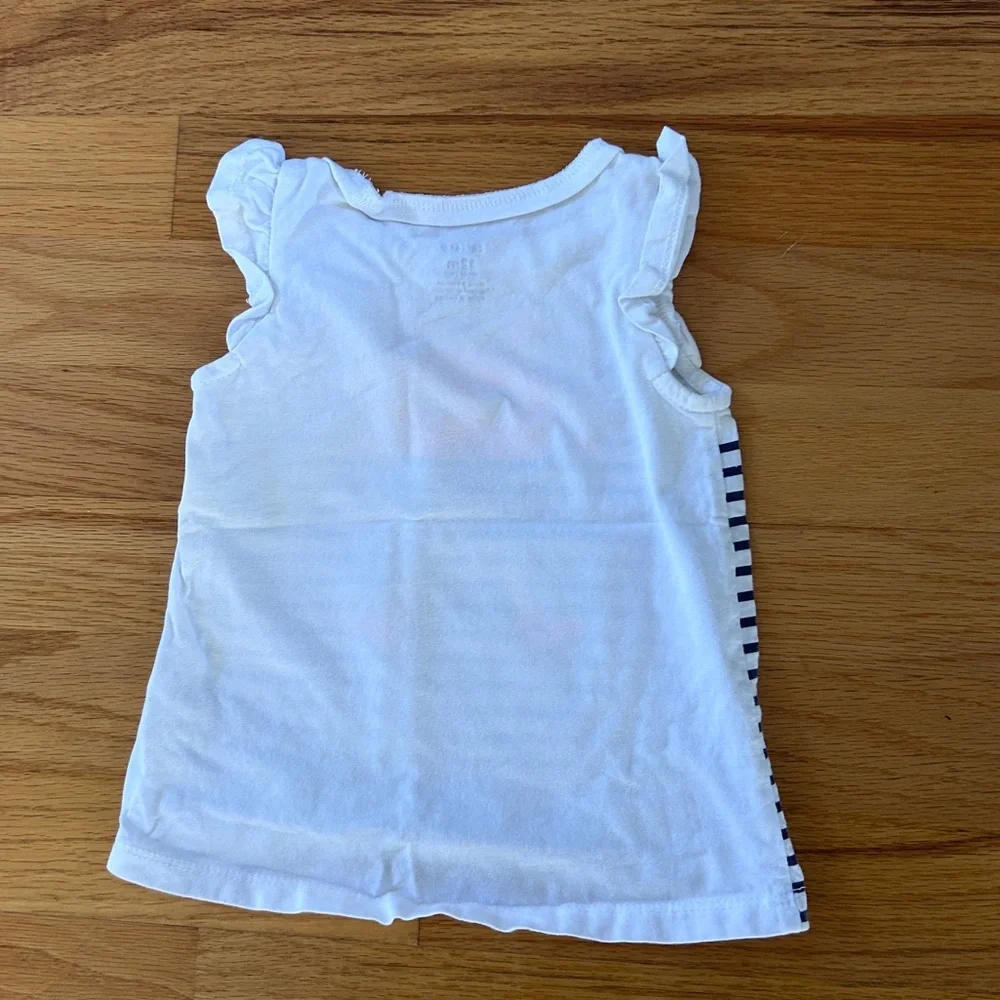Carter's White & Navy Striped Tank with Pink Character